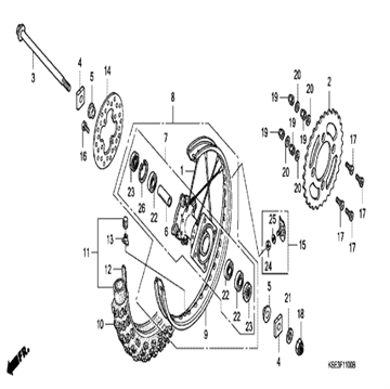 Disk RR brake, 43351-KSE-000 , Honda